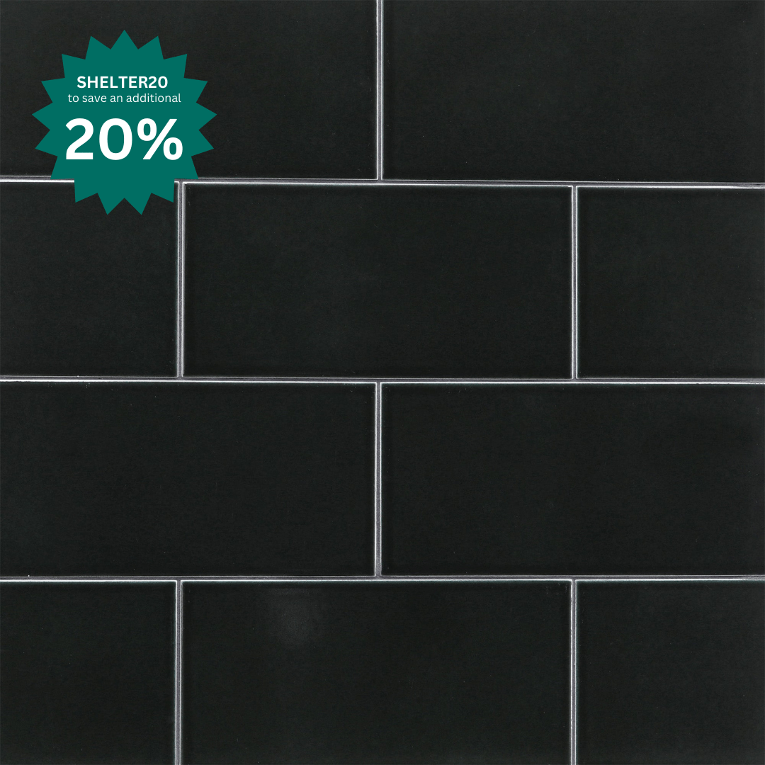 Shelter Island 4 ¾ x 9 ½ Field in Translucent Black - Ciao Bella Tile